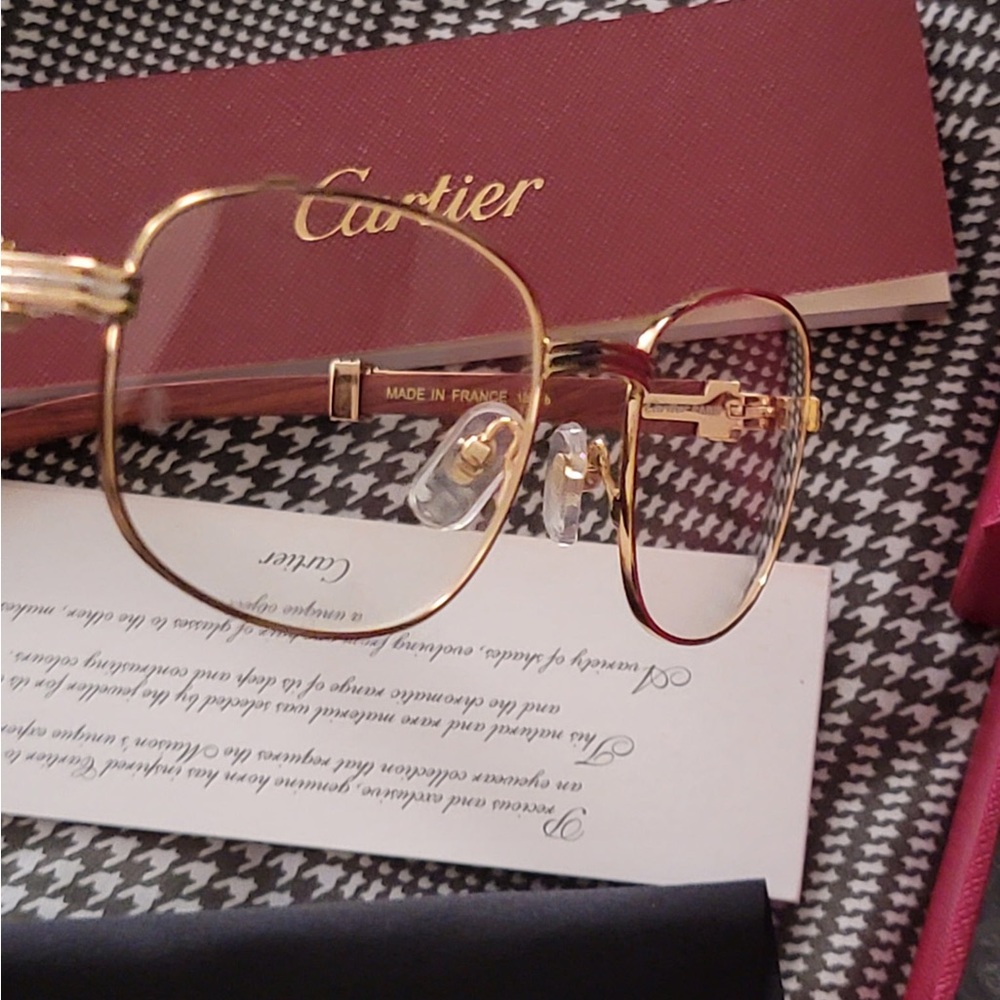 Cartier Gold and Brown Metal Eyeglasses - Picture 3 of 11